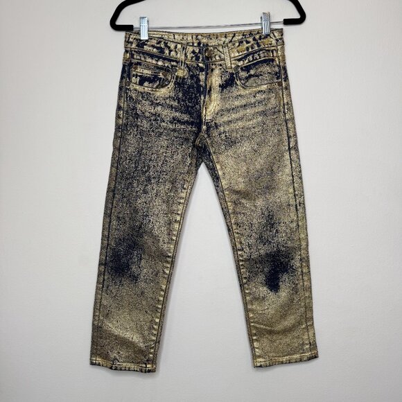 R13 Boy Straight Jeans Size 25 – Stretch Gold Indigo, Mid-Rise Cropped Straight - Picture 3 of 13
